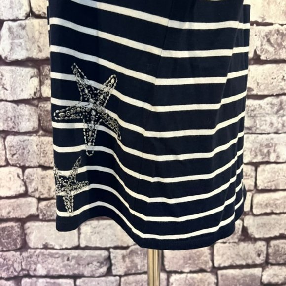 Chico's Navy, White & Silver Short Sleeve Top Size XL - Picture 4 of 8